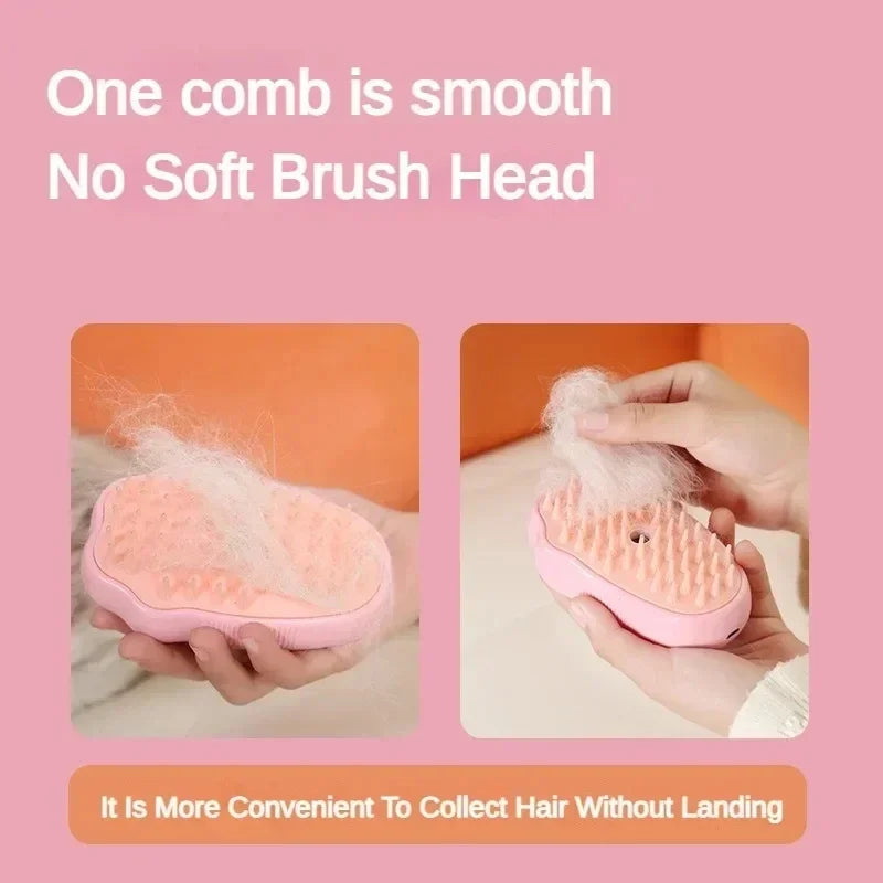 3 in 1 Cat Comb Electric Steam Brush Spray - Paw design