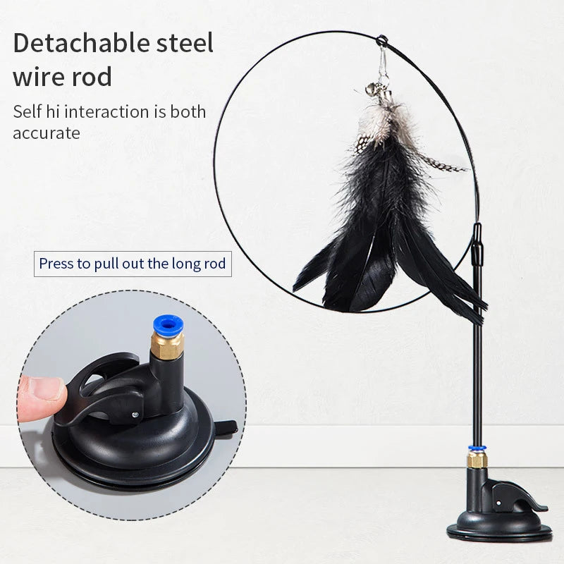 Interactive Cat Toy - Handsfree Playing Teaser Wand - with suction mount