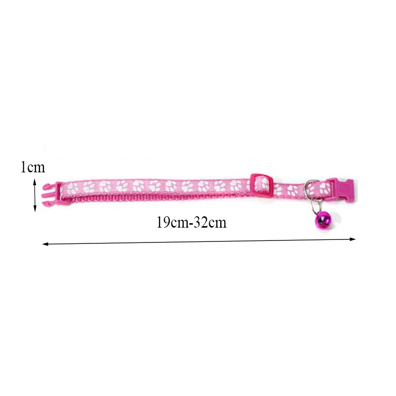 Cat bell collar paw print cat collar - multiple colors