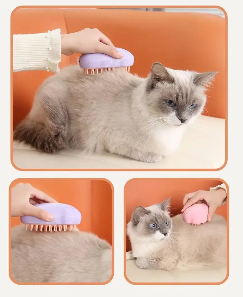3 in 1 Cat Comb Electric Steam Brush Spray - Paw design