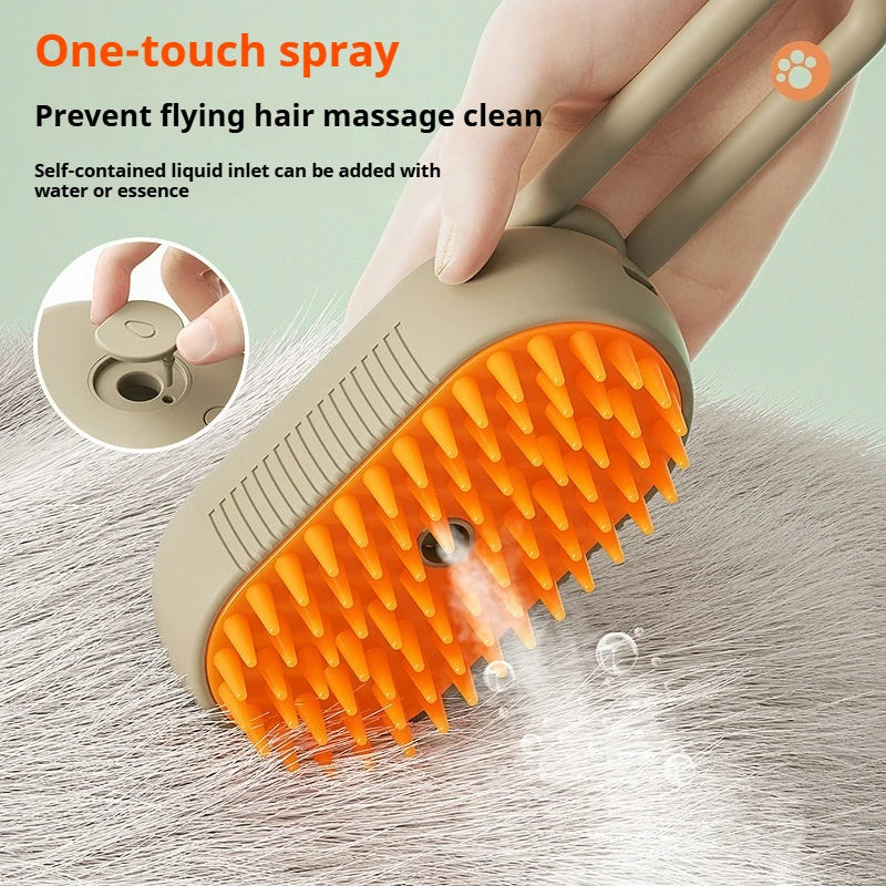 Cat spray massage comb fur removal - one button spray - prevents flying fur strands