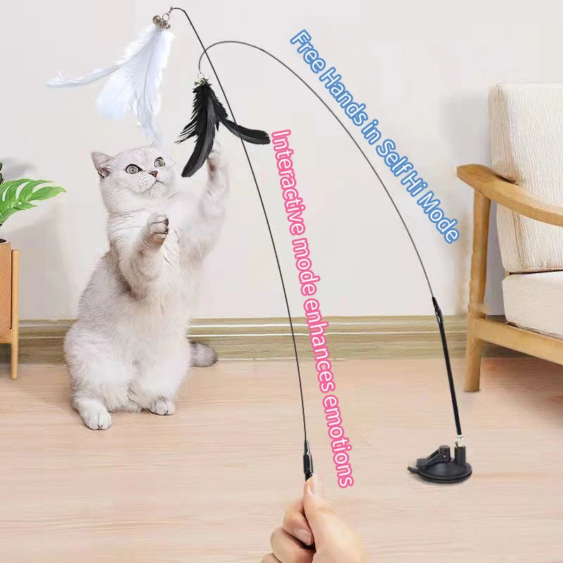 Interactive Cat Toy - Handsfree Playing Teaser Wand - with suction mount