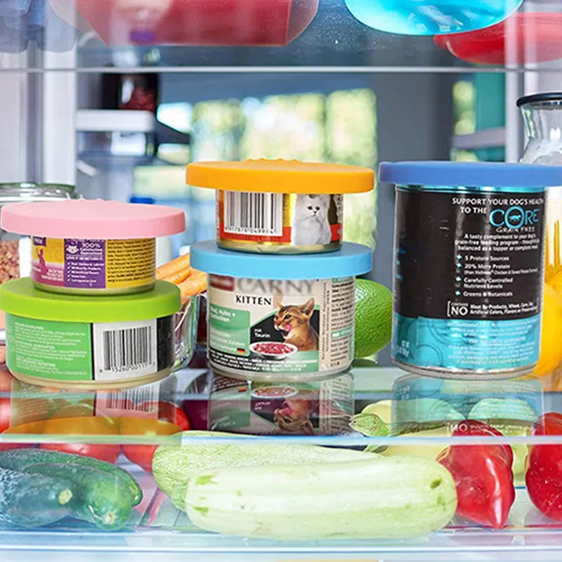 2pcs/set Reusable Pet Food Can Cover Lids with Portable Spoon