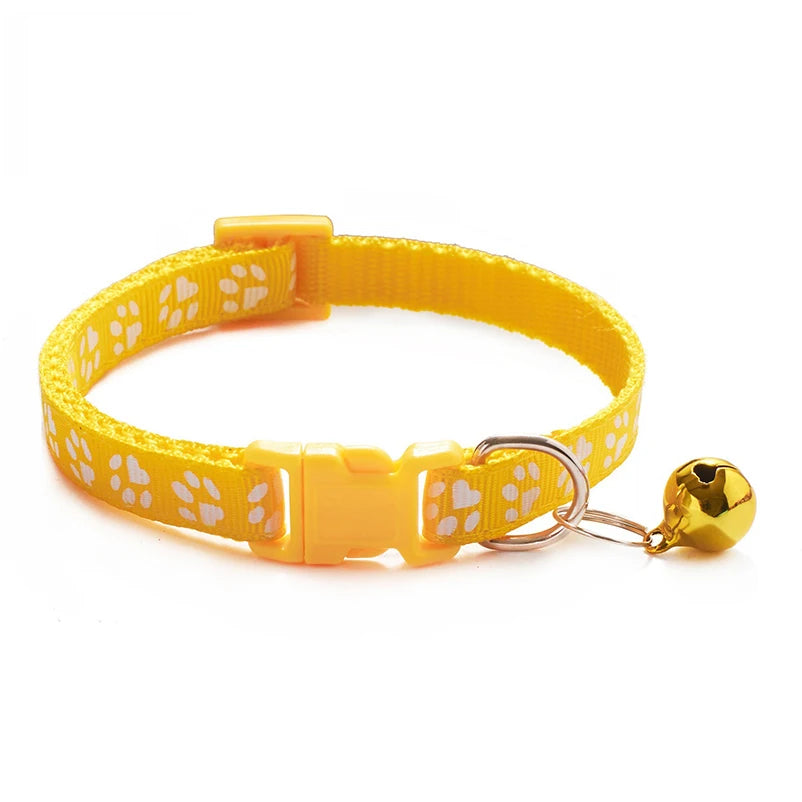 Cat bell collar paw print cat collar - multiple colors