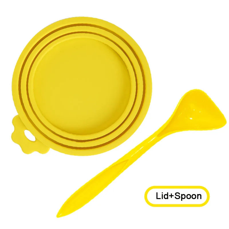2pcs/set Reusable Pet Food Can Cover Lids with Portable Spoon
