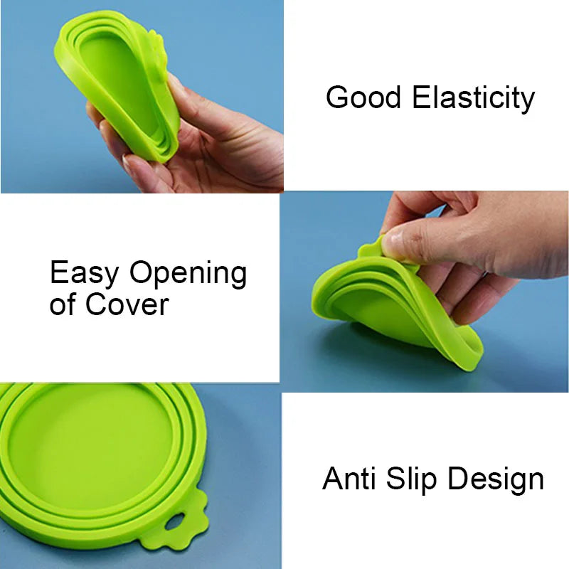 2pcs/set Reusable Pet Food Can Cover Lids with Portable Spoon