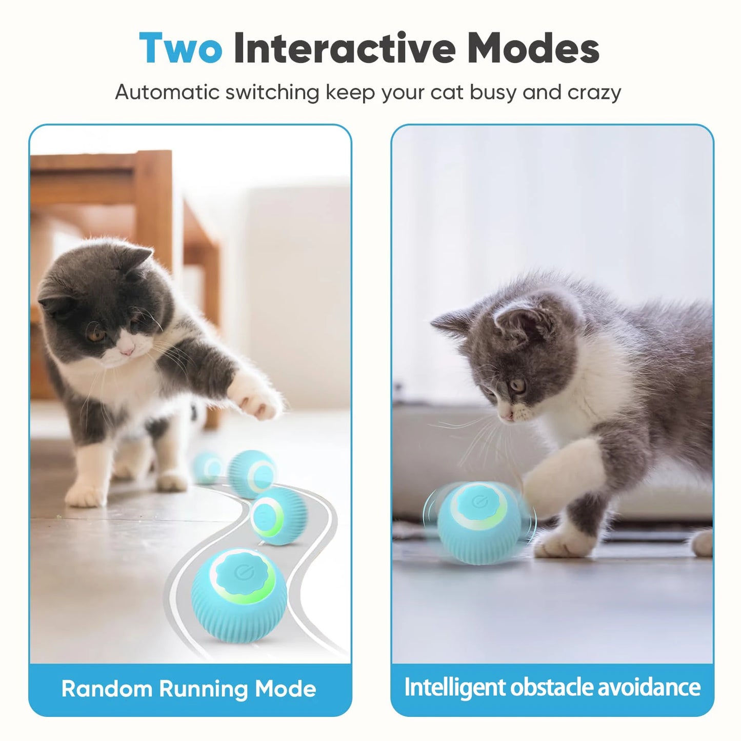Cat Interactive Ball Training Self-moving Kitten Electric Cat Ball Toys Electronic Automatic Rolling Magic Ball Toys for Cat