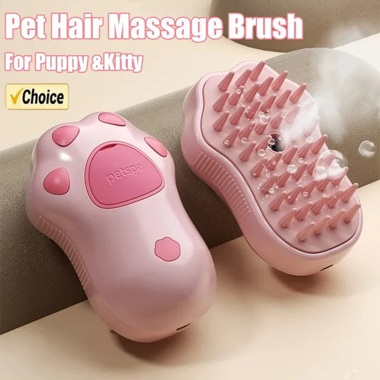 3 in 1 Cat Comb Electric Steam Brush Spray - Paw design