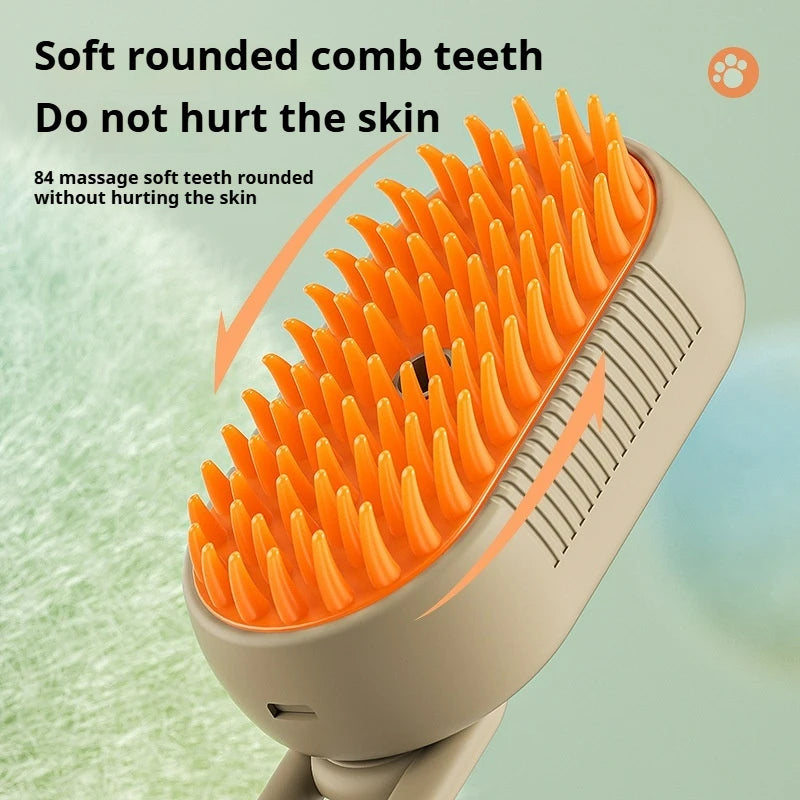 Cat spray massage comb fur removal - one button spray - prevents flying fur strands