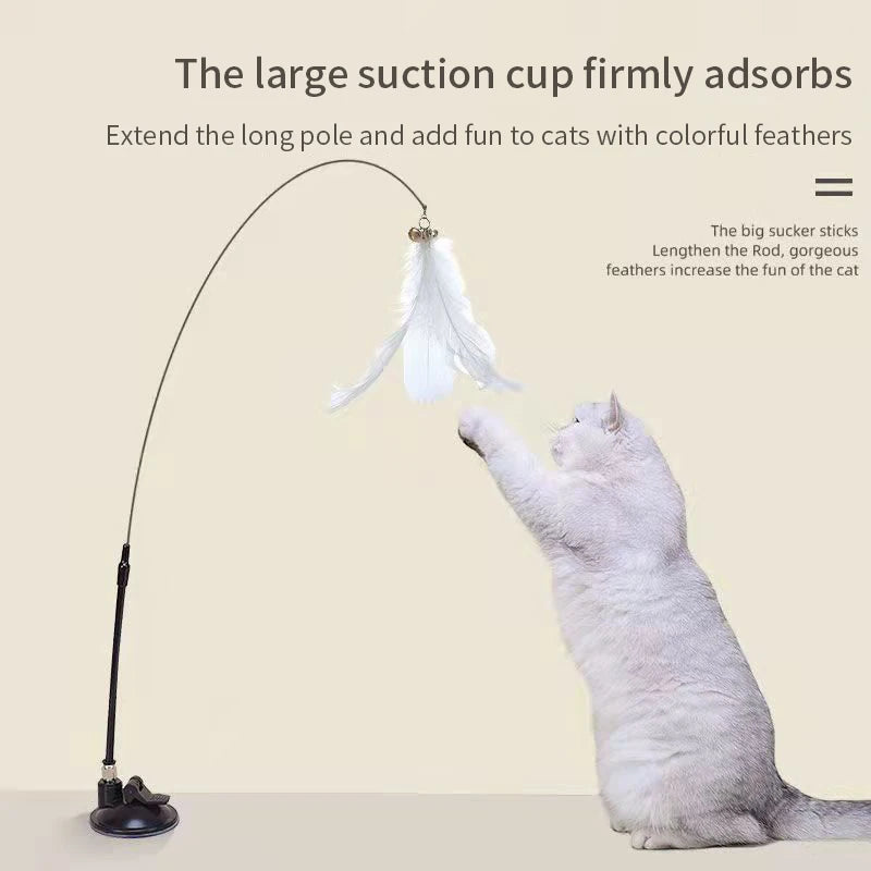 Interactive Cat Toy - Handsfree Playing Teaser Wand - with suction mount