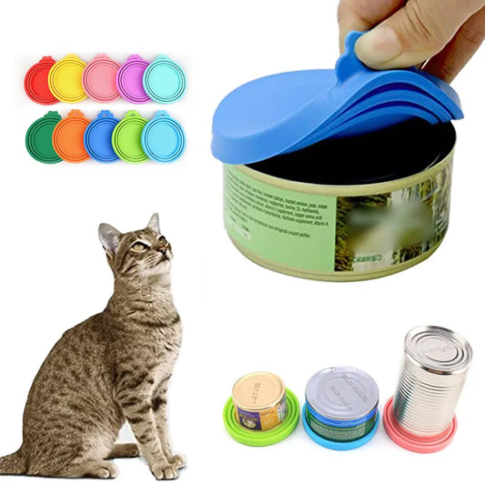 2pcs/set Reusable Pet Food Can Cover Lids with Portable Spoon