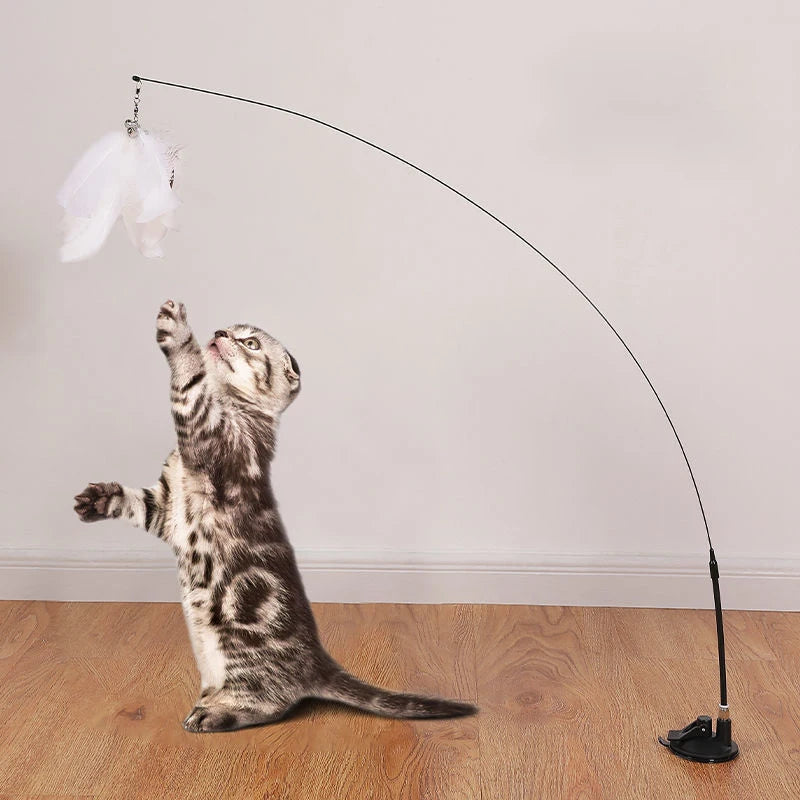 Interactive Cat Toy - Handsfree Playing Teaser Wand - with suction mount