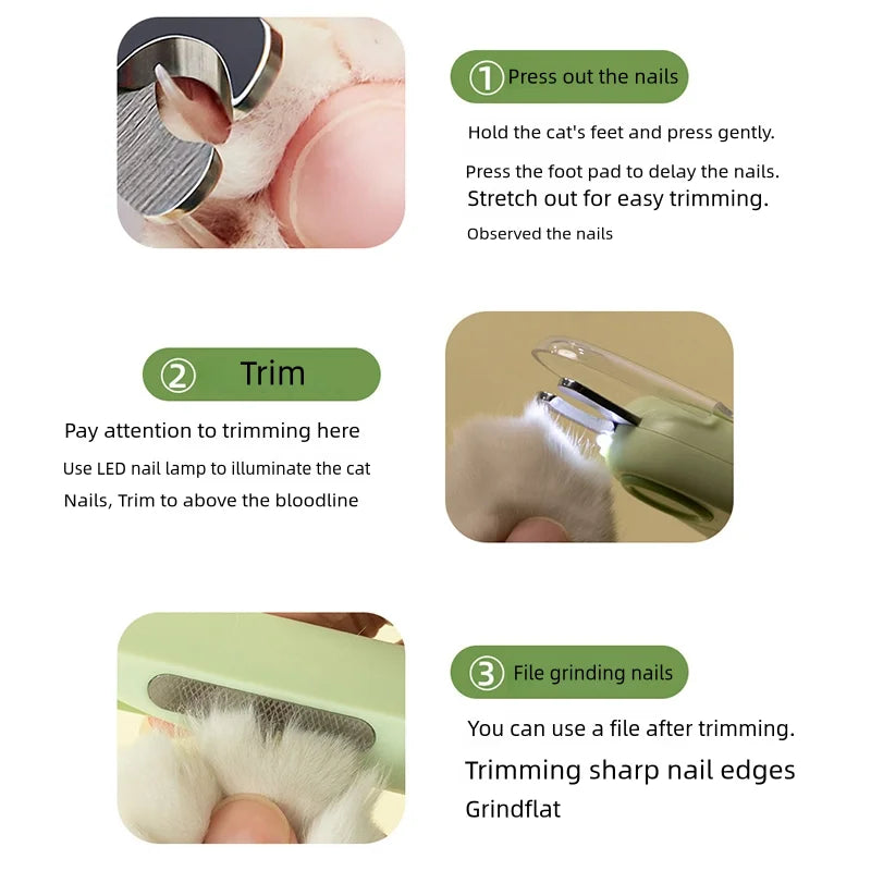 Cat nail clippers with built-in LED light - prevent accidental injuries