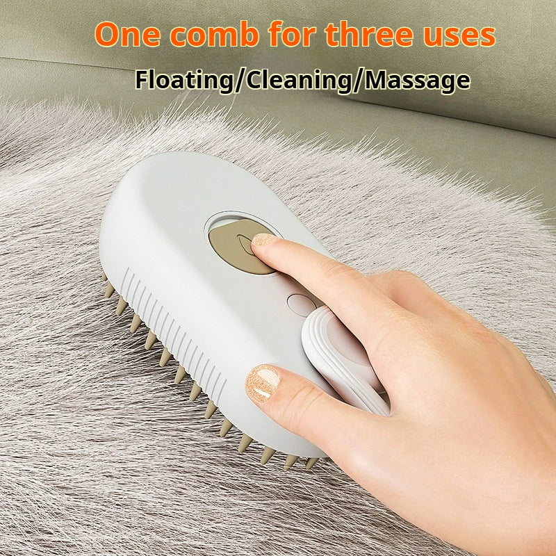 Cat spray massage comb fur removal - one button spray - prevents flying fur strands
